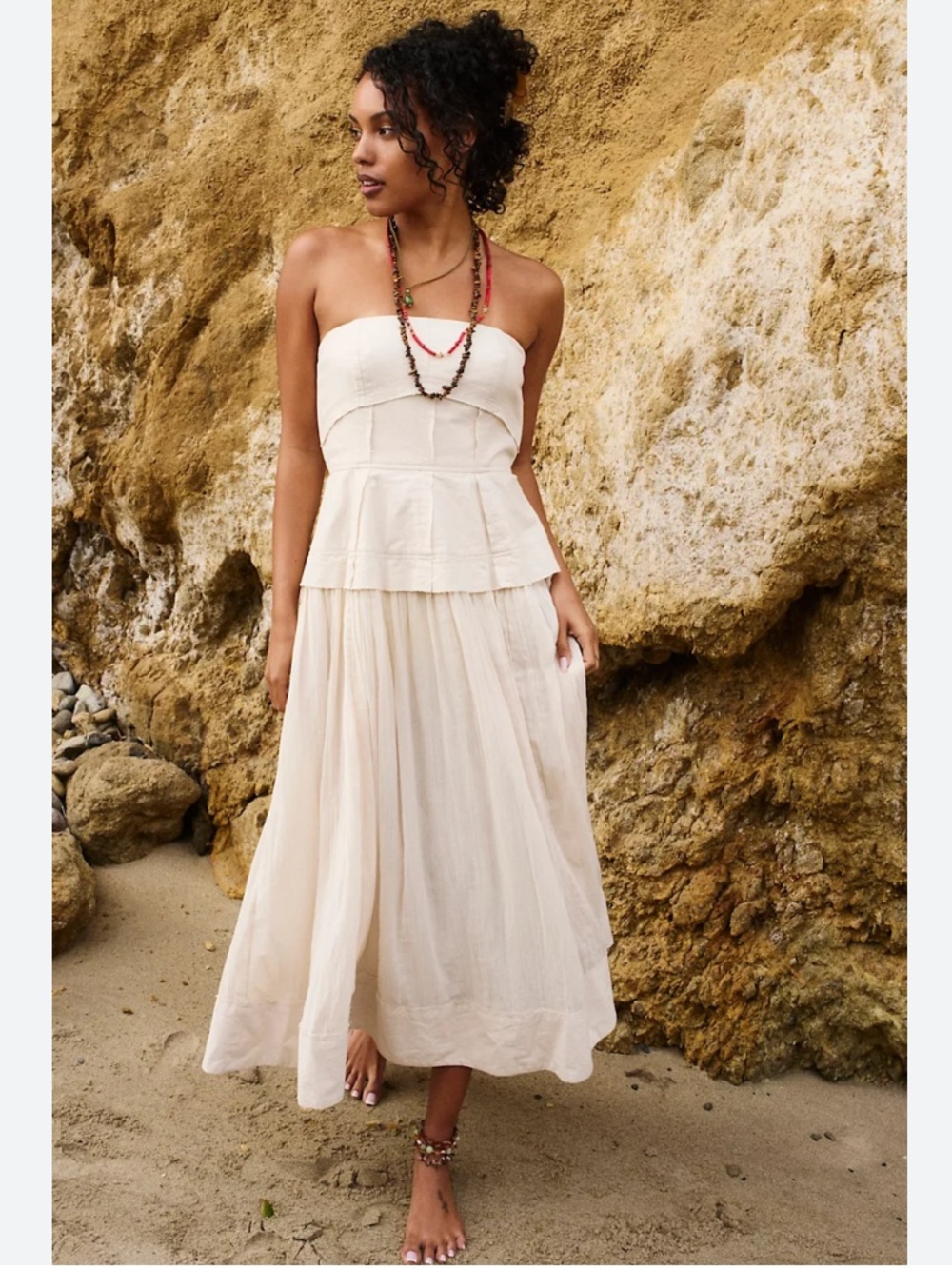 Free People Sz XS Milan Midi Strapless Dress